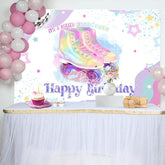 Lofaris Colorful Star Roller Skating Birthday Party Backdrop